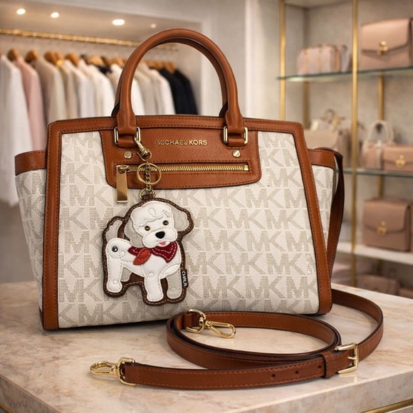 MICHAEL Michael Kors Handbags - MICHAEL KORS SELMA LARGE SELMA VANILLA TAN‎ SATCHEL SHOULDER BAG